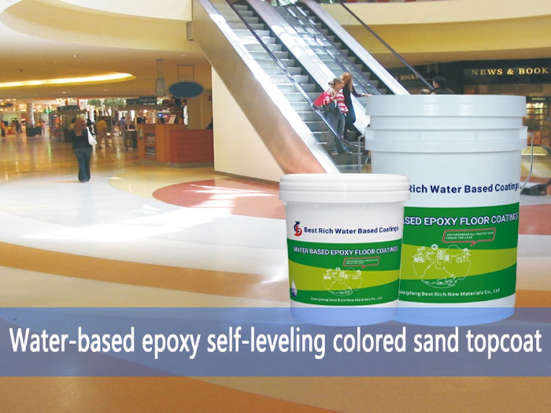 Water-based epoxy self-leveling colored sand topcoat